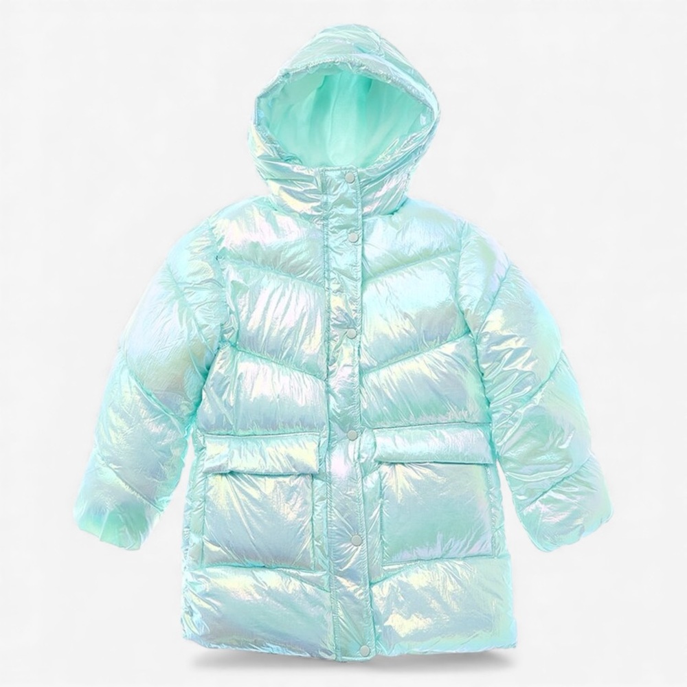 Rothschild Girls Iridescent Crinkle Stadium Puffer Jacket Size L(14)